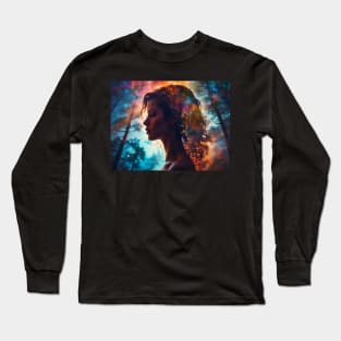 Double exposure portrait of a woman Long Sleeve T-Shirt